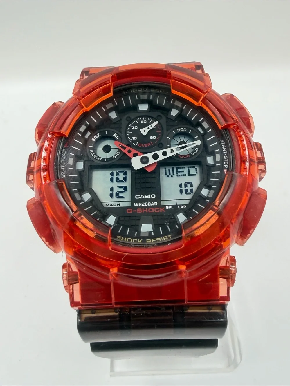 Custom Casio G-SHOCK GA-100 Black & Red Transparent Mod Watch “Cherry Bomb”